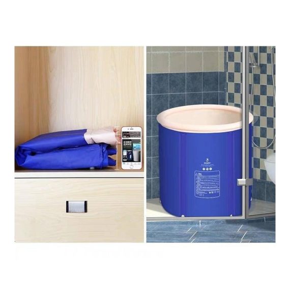 Aufblasbare Tragbare Badewanne - Kompakte PVC-Faltwanne (70x70cm) für Erwachsene Rundes Design mit Isolationsbaumwolle - Ideal für Dusche und Eisbad Whirlpool-Badewannenfass