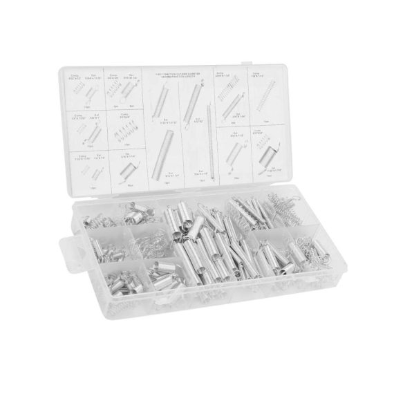 Federzwingen Kit 200 Stück Metallfedern in 20 Größen – Zug-Druckfeder-Sortiment mit praktischer Box