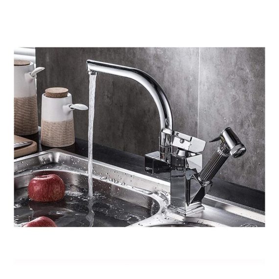 Bronze Touch-On Wasserhahn für die Küche mit Zugtyp Spritzpistole Düse und Hochdruckfunktion - Kaltes und Heißes Wasserhahn für Waschbecken 360° drehbar