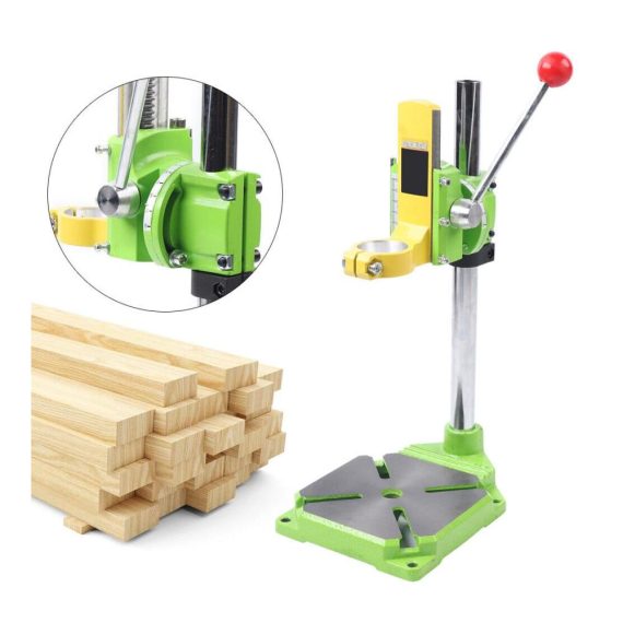 Tischbohrmaschine mit 49cm Bohrmaschinenständer und Schraubstock - Profi Bohrständer 90° drehbar verstellbar und stabil für verschiedene Modelle