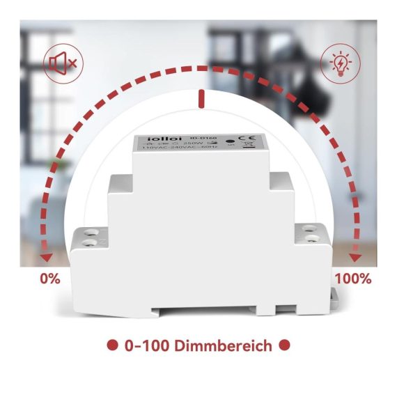 Dimmschalter iolloi - Fortschrittlicher LED Dimmer für dimmbare Lampen (5–250W) - Phasenabschnitt RC Dimmerschalter - Bequeme Lichtsteuerung für LED Glühlampen und Halogen