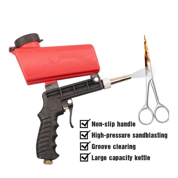 Tragbare Schwerkraft-Sandstrahlpistole Effiziente Sandentfernung bei 90psi mit Aluminium-Gehäuse - Pneumatische Sandblaster Spritzpistole für präzise Strahlarbeiten