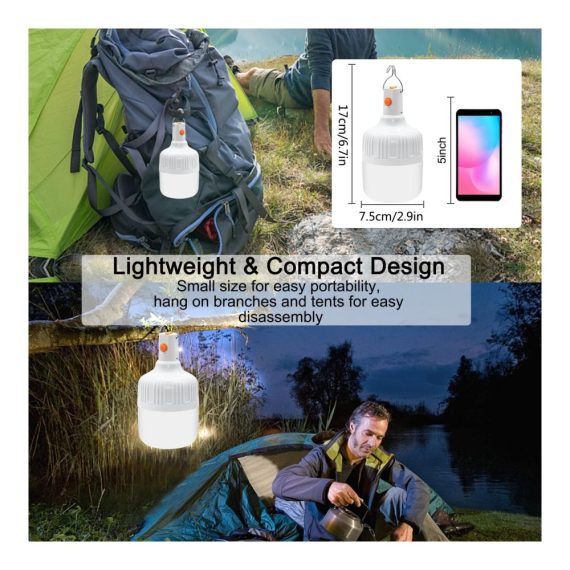 Campinglaternen Set - 2 Stück LED Lampen Tragbar USB Wiederaufladbar Dimmbar Wasserdicht - Ideale Lichtquelle für Wandern Garten Outdoor-Aktivitäten