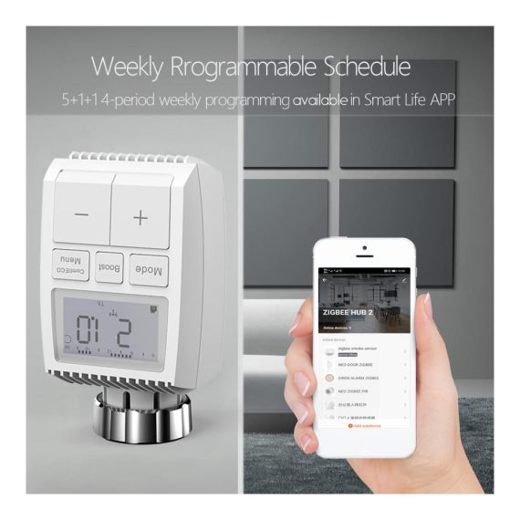 ZigBee Thermostatisches Heizkörperventil mit APP-Steuerung | Wöchentlich programmierbares Heizkörperthermostat für intelligente Raumtemperatur | Sprachsteuerung & Frostschutz | Konstanter Temperaturregler für effiziente Heizungssteuerung