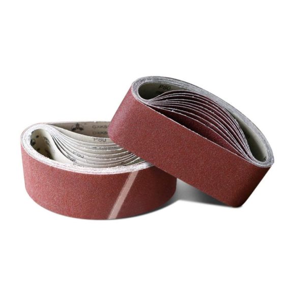 10er Set Schleifbänder 330 * 10mm für Holzbearbeitung und Metall Schleifen Polieren - Hochwertiges Sandpapier mit Polierring ideal für Schleifbandmaschinen - Körnung 180