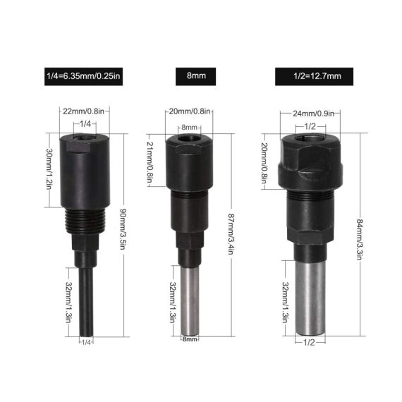 8 mm Schaft Fräser Bit Set mit Spannzangenverlängerung für präzises Trimmen und Gravieren - Maschinenzubehör für optimale Leistung