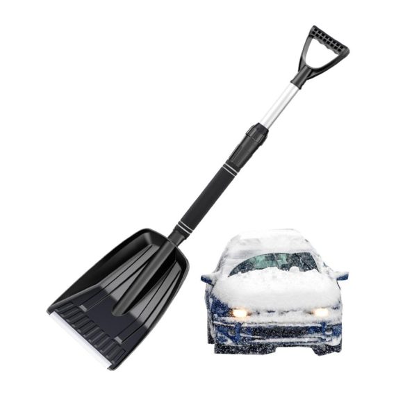 28-Zoll Tragbare Schneeschaufel mit Einziehbarem Griff – Robuste Hochleistungs-Schneeschaufel für Zuhause und Garage im Garten – Extra Tiefe Schneeschaufel für Effizientes Schneeräumen