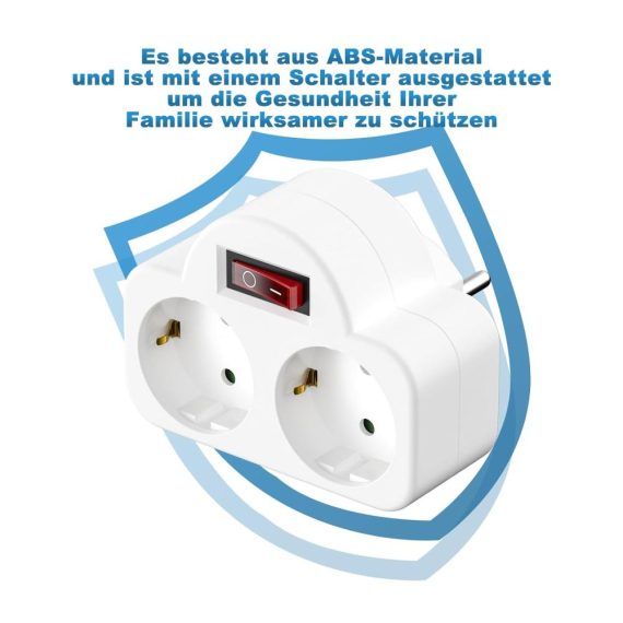 2-in-1 Mehrfachstecker mit Schalter für Büro und Zuhause - Weiß