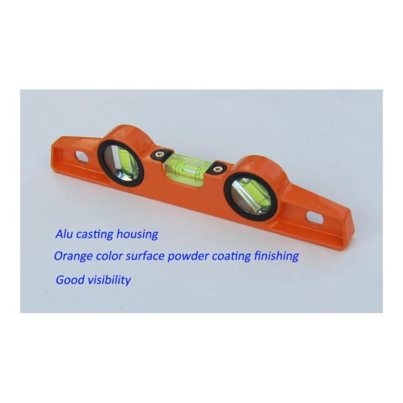 Magnetische Profi-Wasserwaage mit Fräs-V-Nut-Basis 254 cm Länge 5 Seltenerdmagneten für sicheren Halt Druckguss-Magnet-Torpedo-Wasserwaage 250 mm inklusive Holster
