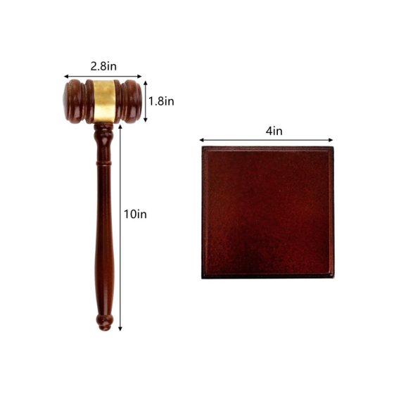 Holzhämmer Frcctre Handgefertigtes Braunes Holz-Kegel und -block-Set mit Quadrat-Schallblock – Perfekte Geschenkidee für Anwälte Richter Auktionen und Studenten