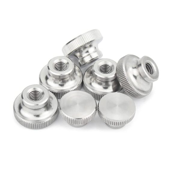 Rändelmuttern Set aus hochwertigem 304-Edelstahl - M6 Gerändelte Daumenmuttern mit Sackloch und hohem Kopf (4 Stück