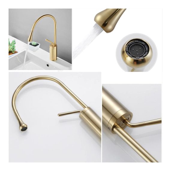 360° Rotating High-Arc Bathroom Faucet with Dual Hot and Cold Control - Copper Body in Refined Blue | Above Counter Basin Sink Tap