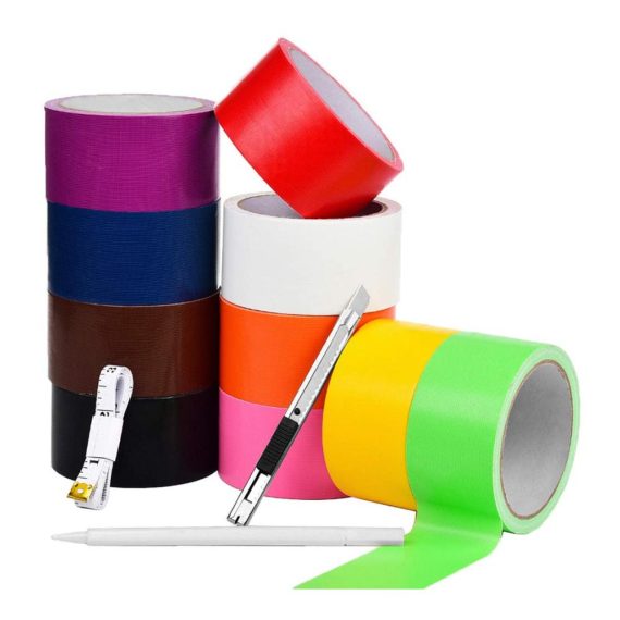 AUMUA Panzertape 10er-Pack - 50mm x 9m Bunt Gewebeband Wasserfest & Handreißbar für Markieren Abdichten Bündeln DIY Kunst & Handwerk