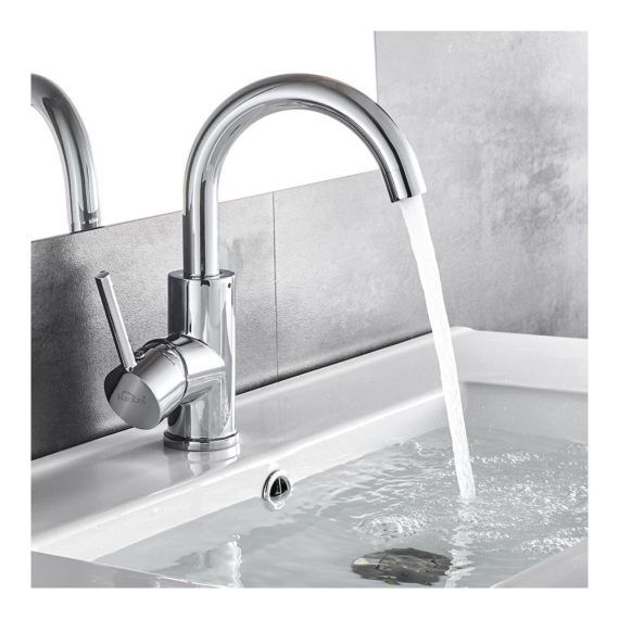 360 Grad drehbarer Touch-On-Wasserhahn aus hochwertigem Chrom-Messing für Bad und Küche - Einhebelmischer Waschtischarmatur mit 60CM Schlauch für Badezimmer/Küche