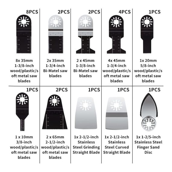 105-teiliges Oszillierwerkzeug Zubehörset - Universelle Klingen für Holz & Metall - Passend für DeWalt Fein Makita uvm. - Multitool Sägeblätter mit Schnellentriegelung