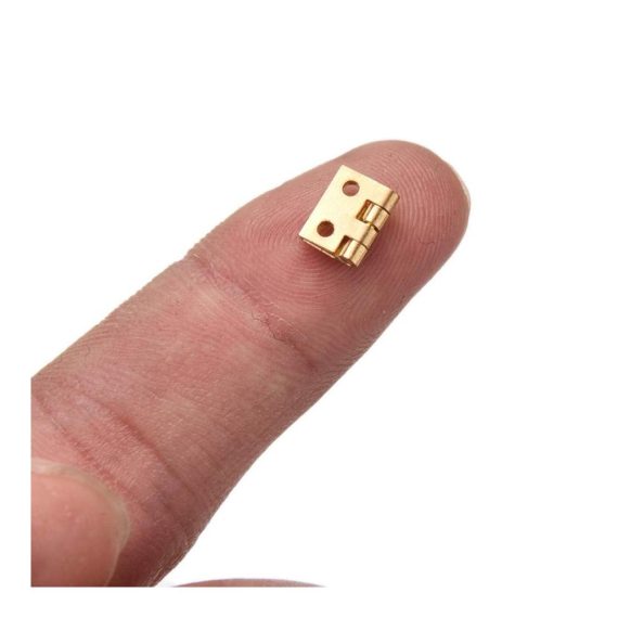 10 Mini-Scharniere aus Messing – Ideale Dekoration für Schmuck-Holzkisten Schränke und Puppenhaus-Möbel – Inklusive Nägel für einfache Montage