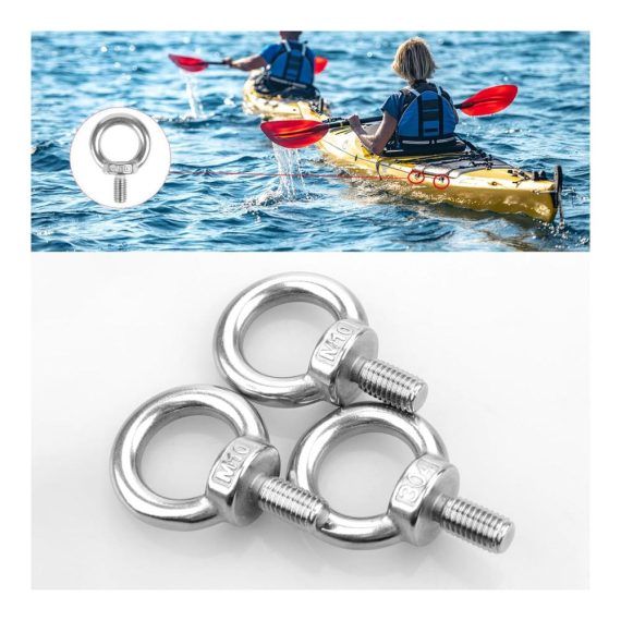 Edelstahl Augenbolzen 6er Set - Ringschrauben M10 mit Außengewinde für Seilmontage und Hebezubehör Silber