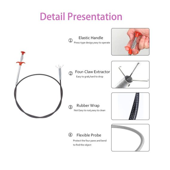 Industrie-Pinzetten Set mit Flexiblen Krallengreifern für Arbeiten in Engen Räumen – Küche Waschbecken Bad – 3 STK (60cm/90cm/200cm