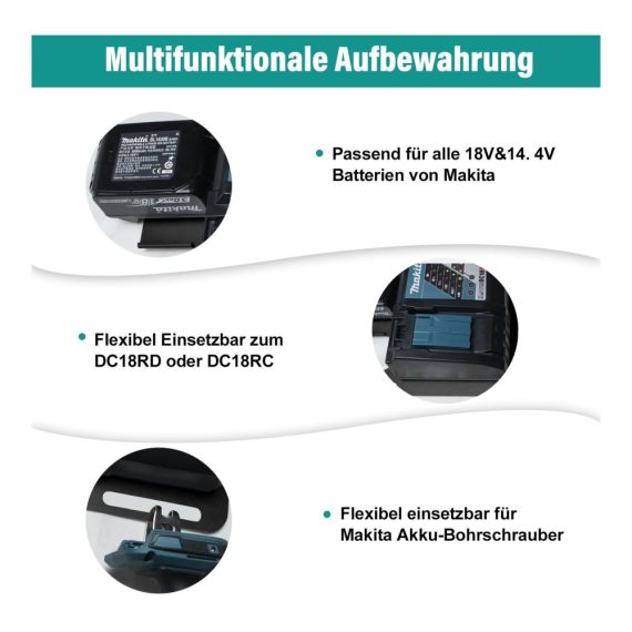3er Wandhalterung für Makita Akkus & Ladegeräte | Stabil & Platzsparend für Werkstatt & Garage