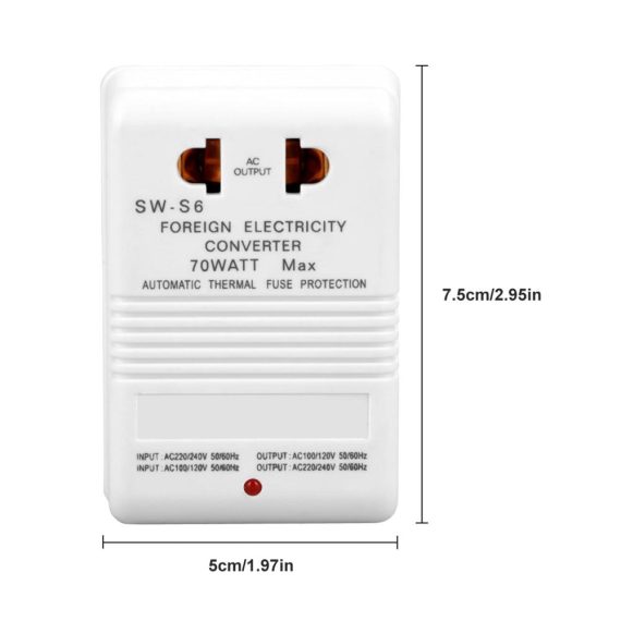 70W Spannungswandler 110V/120V zu 220V/240V - Step-Up & Down Leistungstransformator mit CN-Standardstecker
