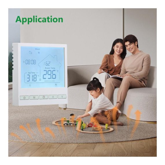 Programmierbarer Wengart Thermostat WG905 – Präzise Temperaturregelung und Luftfeuchtigkeitsanzeige für Heizsysteme (Weiß