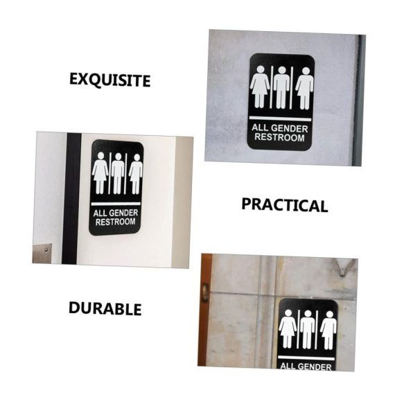 Toilet Signs Set - Modern Office Door Plates for Men and Women Restroom with Braille - Business Bathroom Decorations and Wall Art for Unisex WC - Unique Office Nameplate for Wall Décor
