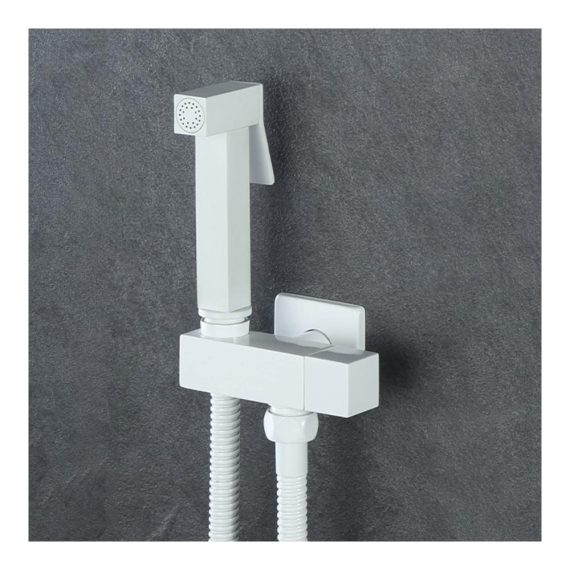 Handbrause Bidet Set Hochdruck Messing Sprühgerät Wandmontage mit Edelstahl Duschschlauch - Kaltes Wasser Weiß