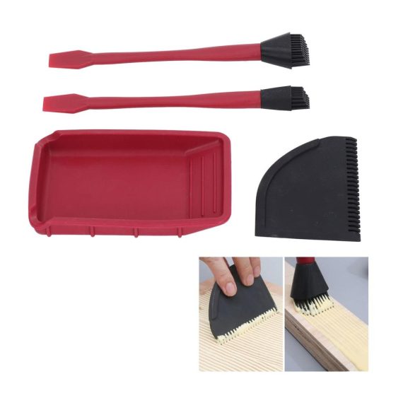 Kreative Holzbearbeitung und DIY-Projekt Set Holzleim und Silikon-Kleber-Komplettausstattung mit Leimverteiler Pinsel Tablett Kamm und Applikator