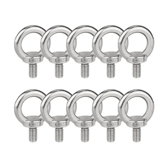 Edelstahl Augenbolzen M8 - Ringschrauben Set (10 Stück) | Runde Ösenschrauben Ringbolzen Augbolzen | Metrisch 304 Edelstahl Hardware | Korrosionsbeständige Ringösen