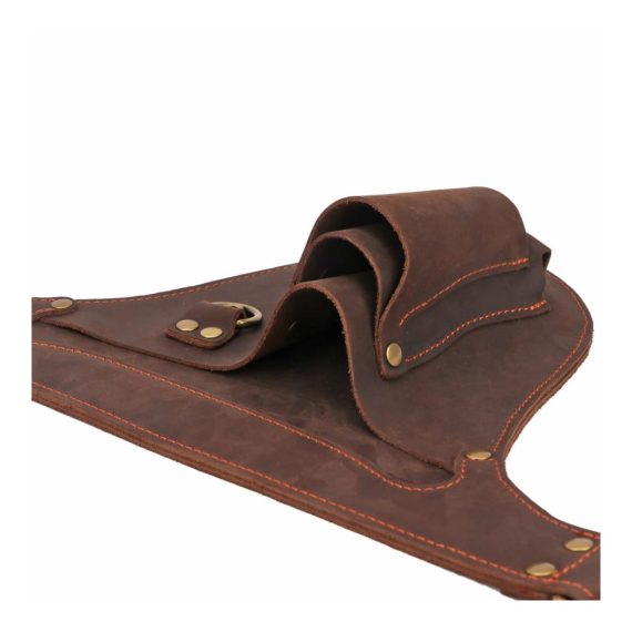 Leder Werkzeugtasche für Elektriker und Tischler – Verstellbare Gartenwerkzeugtasche in Dunkelbraun (26 x 22 cm