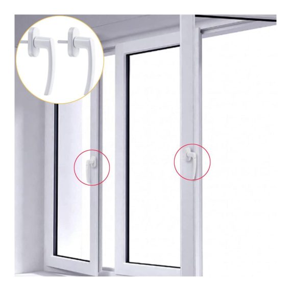 Aluminium Fenstergriff-Set in Weiß für sichere Fenster - 2 Stück