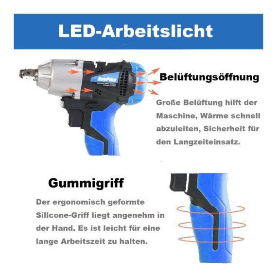 Akku Schlagschrauber 1/2 Zoll - Leistungsstarker Elektro-Schrauber mit 18V 6.0Ah Akku 420Nm Drehmoment 2-Gang-Funktion für mühelosen Reifenwechsel inklusive 14/17/19/22mm Stecknüsse und Tragetasche - Ideal für schnelles und effizientes Arbeiten