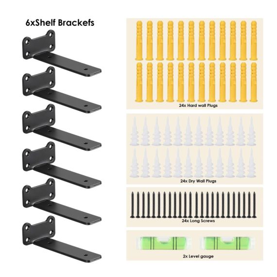 6er-Set Industrial Metal L Bracket - Schwebende Regalträger (6 Zoll) Strapazierfähige & Stabile Wandhalterungen für Küche Studie Bad - Schwerlast Regalstützen für Bücherregale