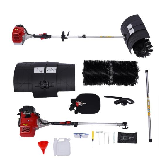 Benzin Schneefräsen Set 52CC 2-Takt Motor Elektrischer Besen Schneeschieber - Kraftvolle 2.3PS Kehrmaschine für effiziente Schneeräumung