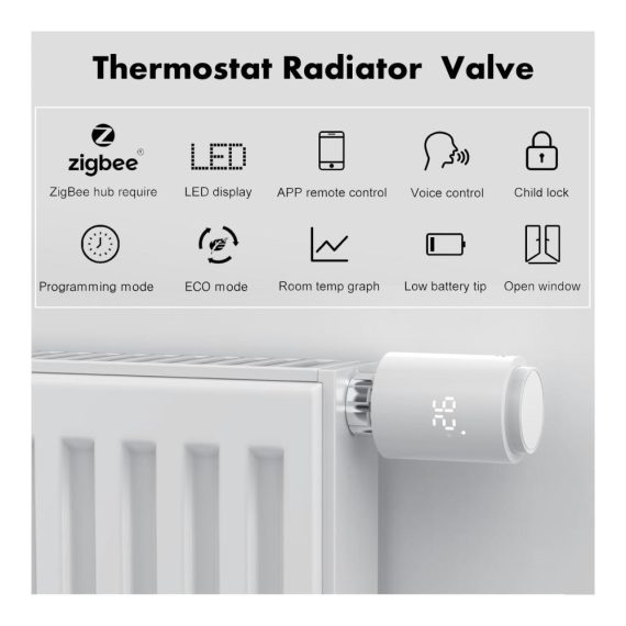 Programmierbares Zigbee Heizkörperthermostat | Smarte Heizungssteuerung für alle Ventile mit App-Steuerung | Kompatibel mit Alexa/Google Home | Erfordert Tuya Zigbee Hub