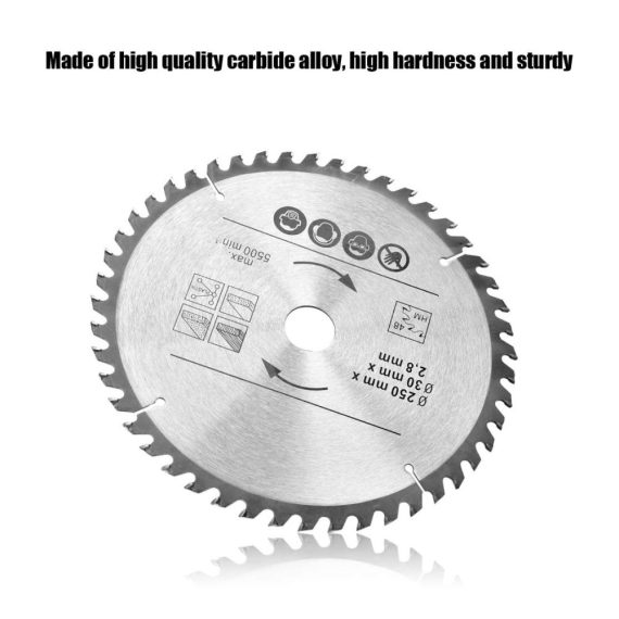 Hartmetall-Kreissägeblatt 250x30 mm für Holzschnitte – Vielseitiges Sägeblatt für Naturholz Hartholz und Weichholz mit unterschiedlichen Antrieben