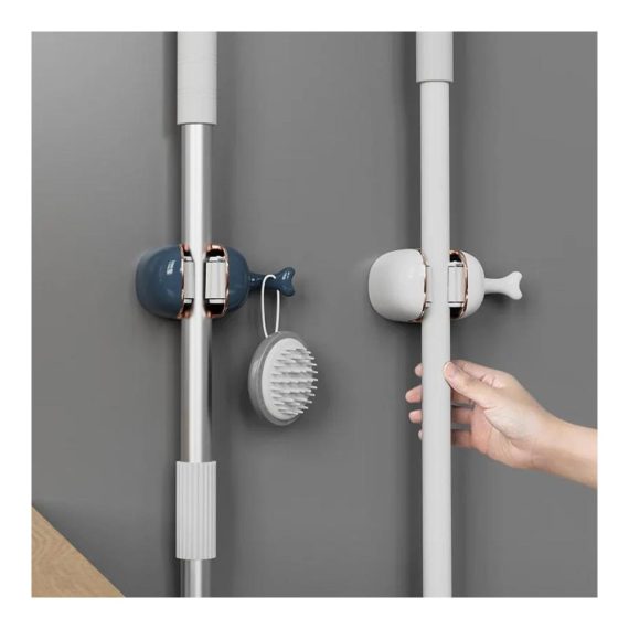 Wandmontage Waschbecken-Set mit 3 Klebehaken - Wandorganizer für Mopps Besen und Bürsten - Küchen- und Badezimmerhaken