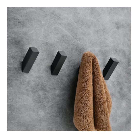 Bademantel- & Handtuchhaken 4er Set - Schwarze Wandhaken fürs Badezimmer platzsparend & robust Garderobenhaken Hutständer BA9808B-4