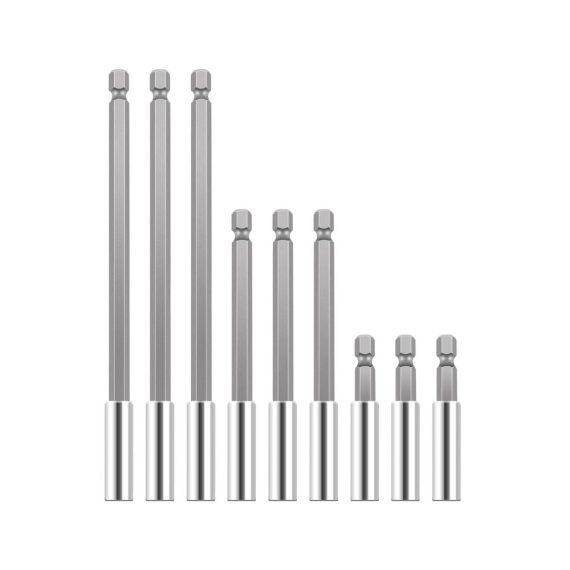 Magnetische Bohrer-Verlängerungsset EFUTURETIME – 9 Stück Schnellwechsel-Bithalter 1/4 Zoll für Elektro- und Schlagschrauber Schraubendreher – 5cm/10cm/15cm – Optimieren Sie Ihre Bohrleistung