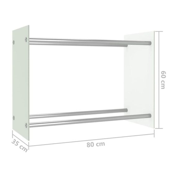 Holzkörbe Möbelset Kaminholzregal in Weiß mit Glas 80x35x60cm – Stilvolle Aufbewahrungslösung