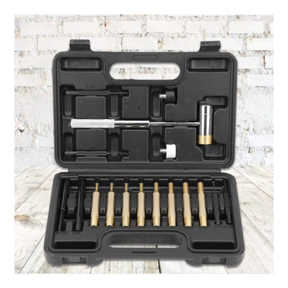 17-teiliges Splintentreiber Punch Set aus Messing und Edelstahl mit Doppelkopfhammer – Hochwertiges Wartungswerkzeug für Fixierung und Präzisionsarbeiten