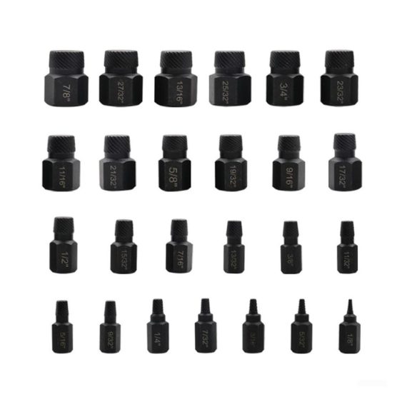 Gewindebohrer-Auszieher und Schraubenausdreher-Set 25-teilig - Entfernen Sie mühelos beschädigte oder gebrochene Bolzen mit dem Sechskant-Ausdreher-Set in elegantem Schwarz