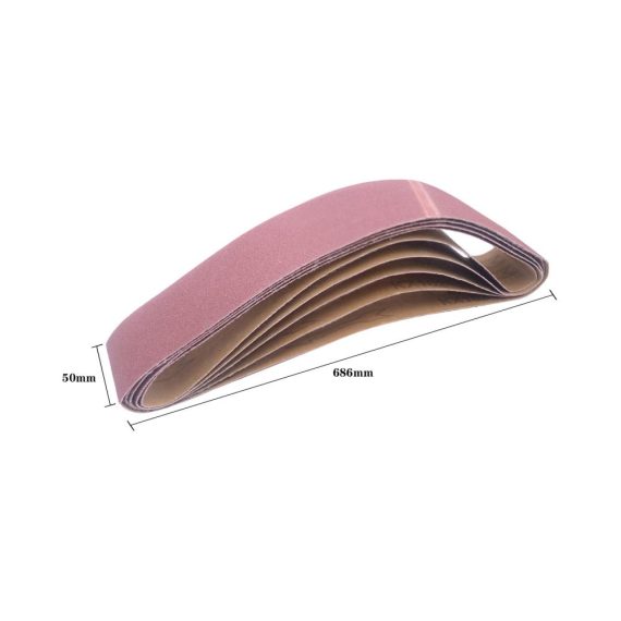 25 Stück Aluminiumoxid Schleifbänder - 50mm x 686mm Körnungen 80/120/150/240/400 für Bandschleifer