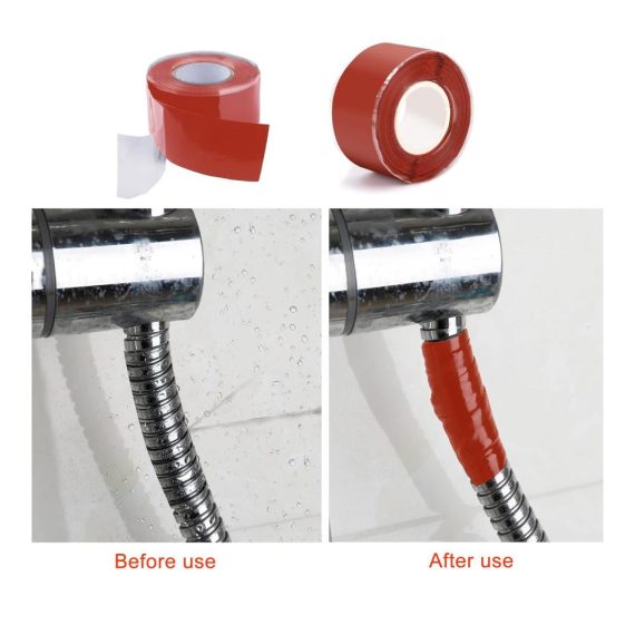 Selbstverschweißendes Silikonband - Wasserdichtes Reparaturband für Schläuche Kabel und Rohre - Ideales Selbstklebendes Abdichtband - 2 Rollen je 3 Meter (Rot