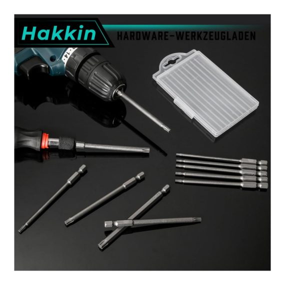 12-teiliges Torx Schraubendreher Set - Hochleistungs-Bitsätze aus S2 Stahl für Akkuschrauber - Magnetischer Schraubendrehersatz mit Loch - Torx Bit Set T6-T40 1/4 Zoll 100mm Lang