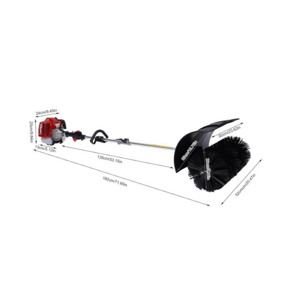 52CC 2-Takt Benzin Schneefräse & Kehrmaschine 2.3HP Motor Schneeschaufel Rasenreinigung Schneeräumung