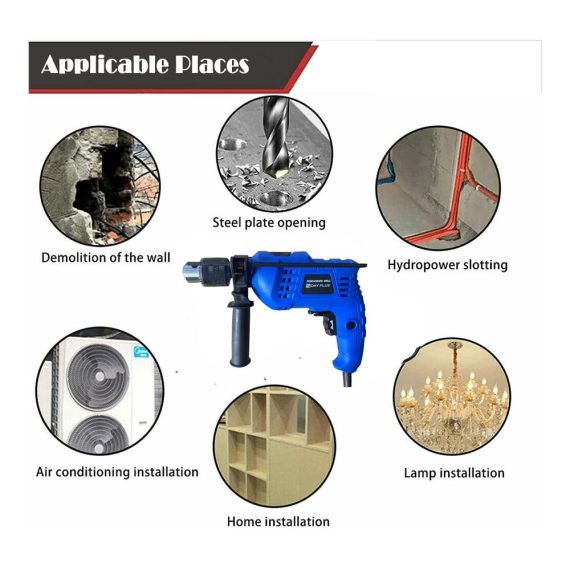 850W Schlagbohrmaschine mit 3000 U/min 13mm Metallfutter Variable Geschwindigkeit - Ideal für Holz Stahl und Betonbohrungen