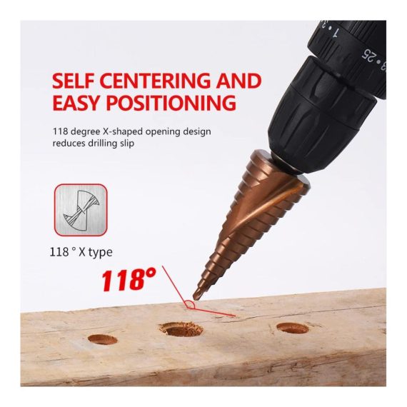 HSS Stufenbohrer 6-24 mm mit 13 Stufen – Kegelbohrer für DIY in Holz Metall Edelstahl – Konusbohrer & Lochbohrer für präzises Schneiden – Metallbohrer ideal für Aluminium Kupfer – Schälbohrer Schneidwerkzeug