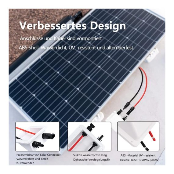 2-Fach Dachdurchführung für Solarmodule - HandGold Anschlussklemmen & Kits mit 10AWG 0.33FT SolarKabel IP68 Steckverbinder Wasserdichte Kabeldurchführung - Ideal für Wohnmobil Caravan Boot