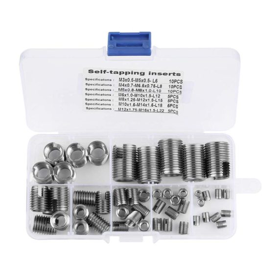 Gewindeeinsätze Edelstahl Set - 50 Stück Selbstschneidende Innengewinde zur Verstärkung und Reparatur | MEHRWEG VERPACKUNG